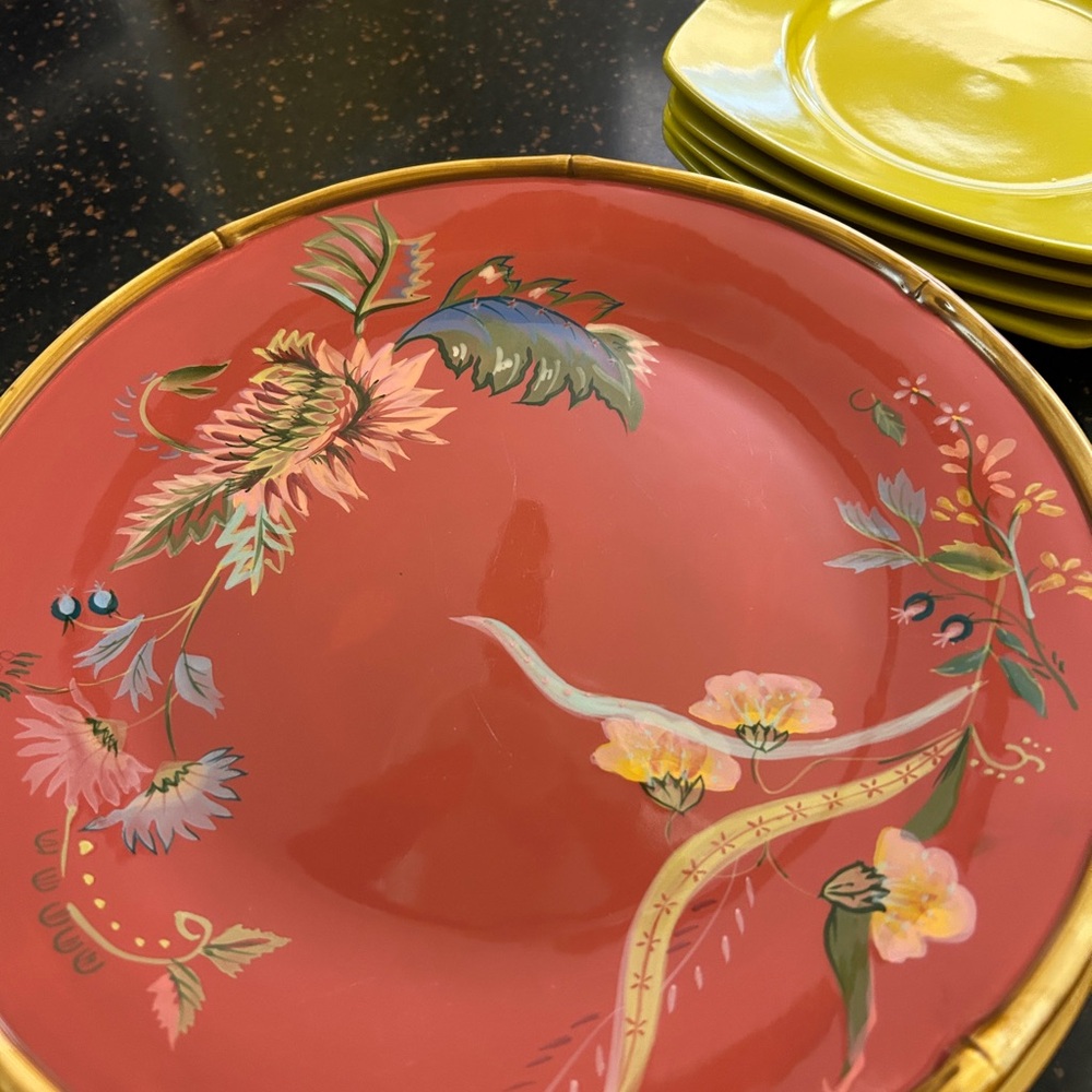 Tracy Porter Red and Gold Dinnerware Plate